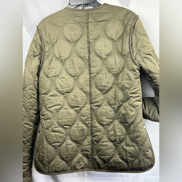 Mango olive green quilted jacket, size small - Picture 3 of 15
